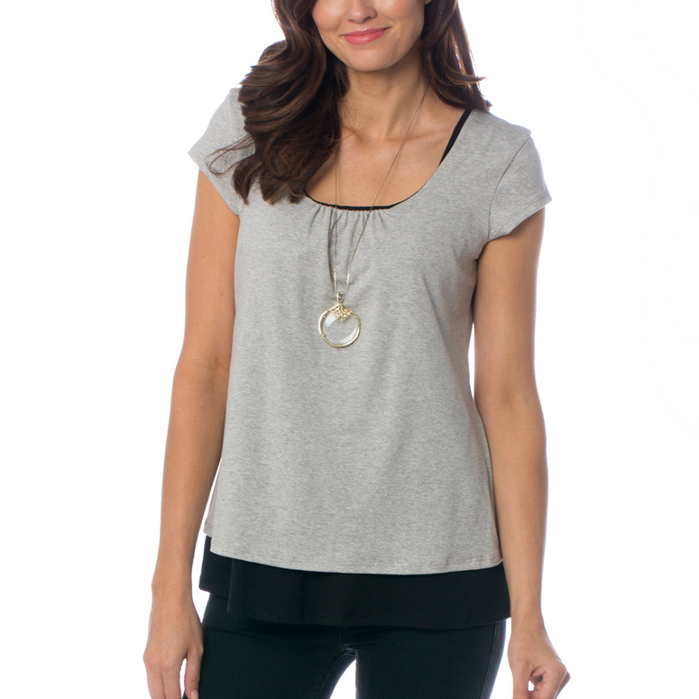 MAJAMAS grey black maternity nursing shirt top